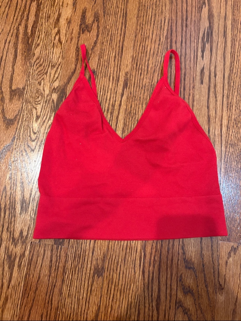Red V Neck Crop Top